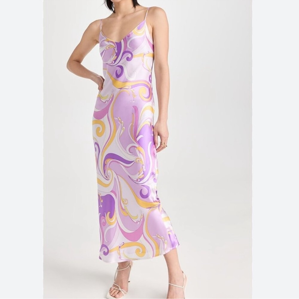 L’Agence Seridie 100% silk slip midi dress